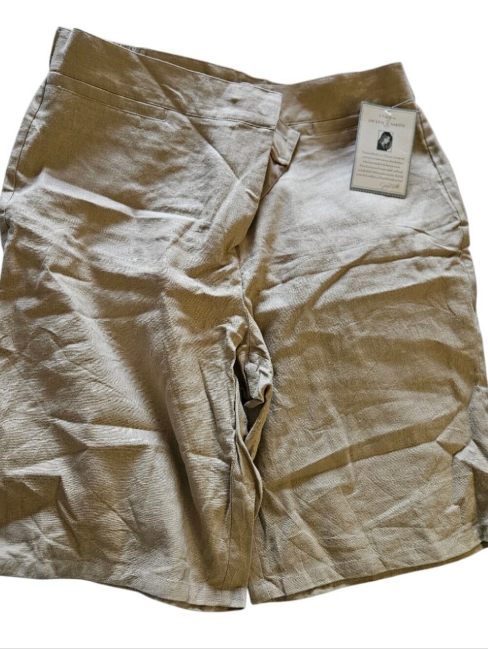 Jaclyn Smith Women's Light Khaki Shorts Linen Mix Large